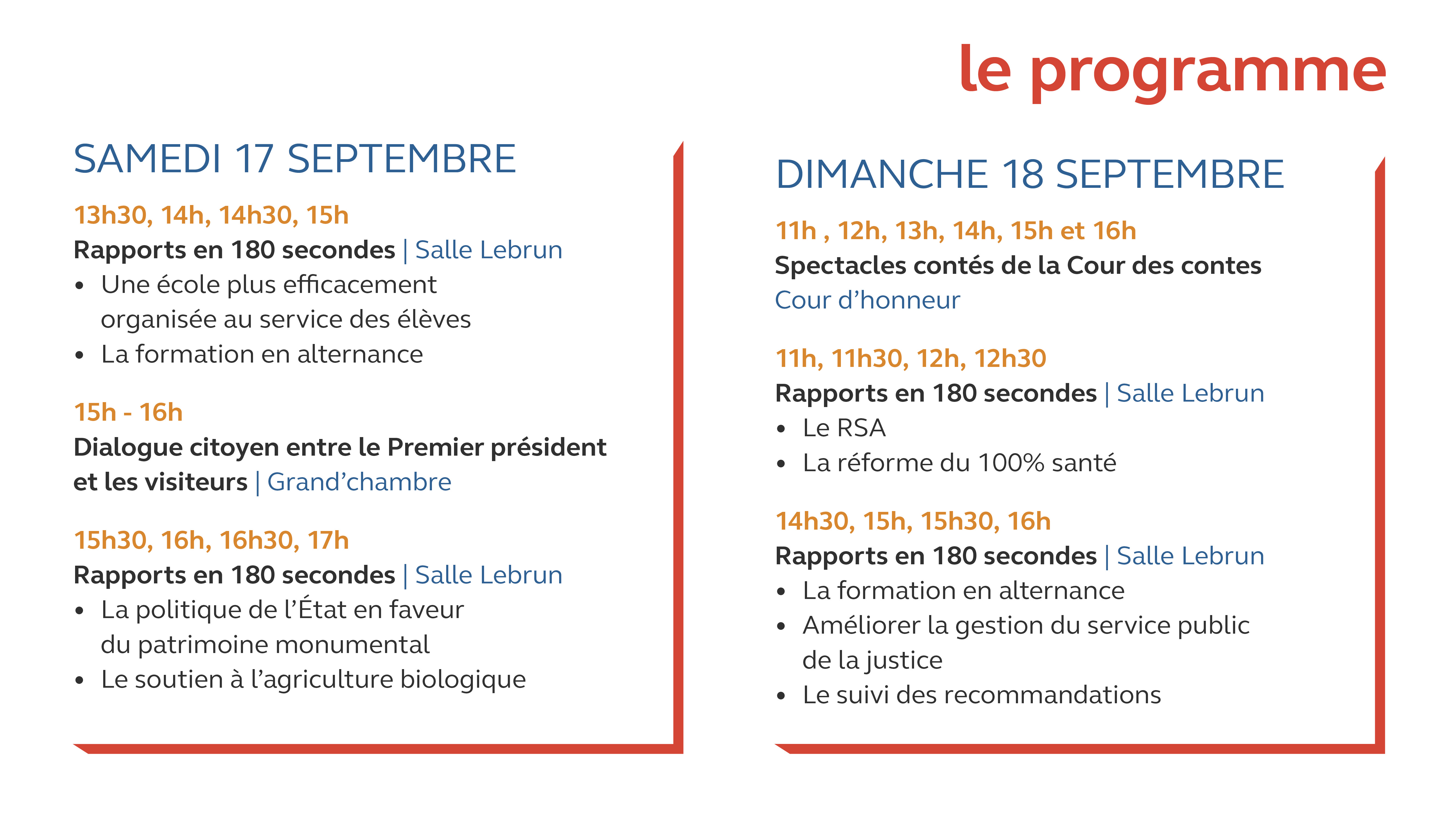 Programme des Journées européennes du patrimoine 2022 à la Cour des comptes