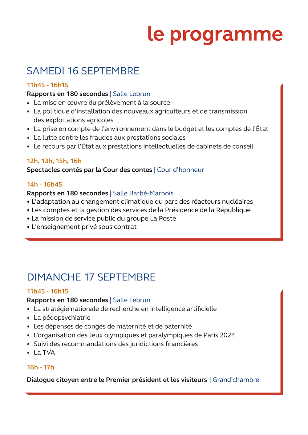 Programme général des JEP 2023