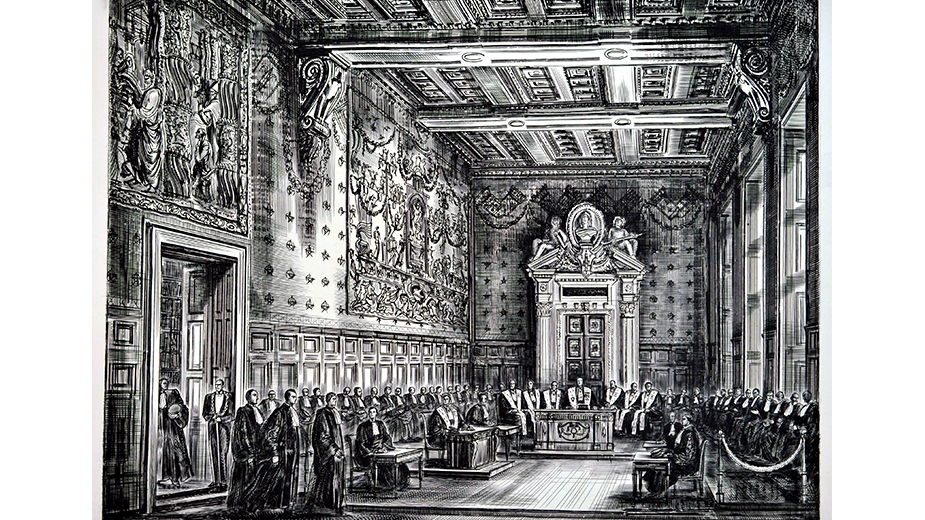 Cour des comptes - Palais Cambon - Grand' chambre - Ancienne gravure de la Grand'chambre