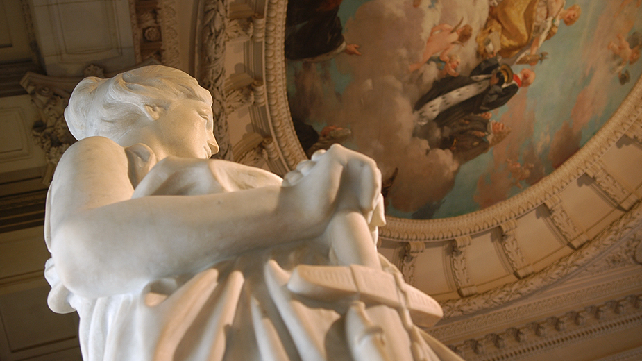Cour des comptes - Palais Cambon - 2è étage - Statue de la loi et détail de la fresque Gervex