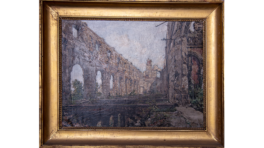 Cour des comptes - Palais  Cambon - 2è étage - Tableau représentant les ruines du Palais d’Orsay, par le peintre Jean-Alfred Desbrosses (1835-1906) 