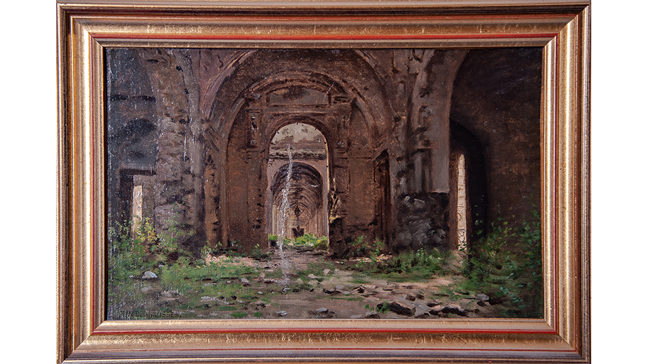 Cour des comptes - Palais Cambon 2è étage - Tableau représentant les ruines du Palais d’Orsay, par le peintre Jean-Alfred Desbrosses (1835-1906)