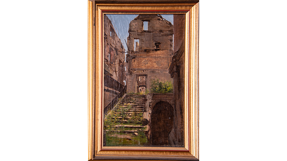 Cour des comptes- Palais Cambon - 2è étage - Tableau représentant les ruines du Palais d’Orsay, par le peintre Jean-Alfred Desbrosses (1835-1906)