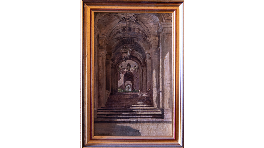 Cour des comptes - Palais Cambon - 2è étage - Tableau représentant les ruines du Palais d’Orsay, par le peintre Jean-Alfred Desbrosses (1835-1906)