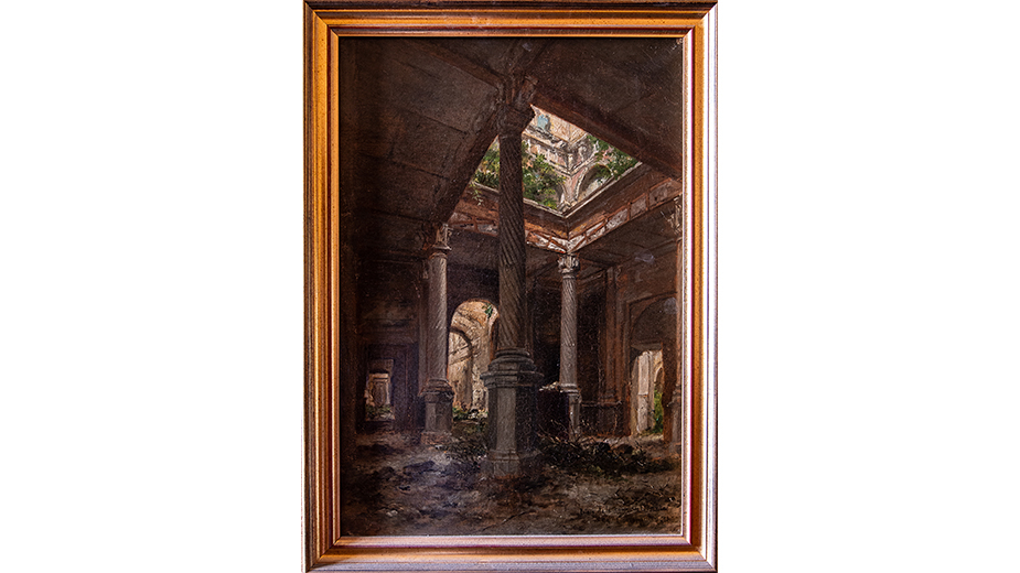 Cour des comptes- Palais Cambon - 2è étage - Tableau représentant les ruines du Palais d’Orsay, par le peintre Jean-Alfred Desbrosses (1835-1906)