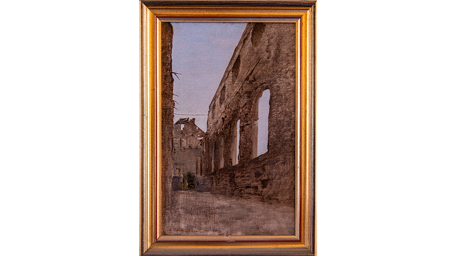 Cour des comptes - Palais Cambon - 2è étage - Tableau représentant les ruines du Palais d’Orsay, par le peintre Jean-Alfred Desbrosses (1835-1906)