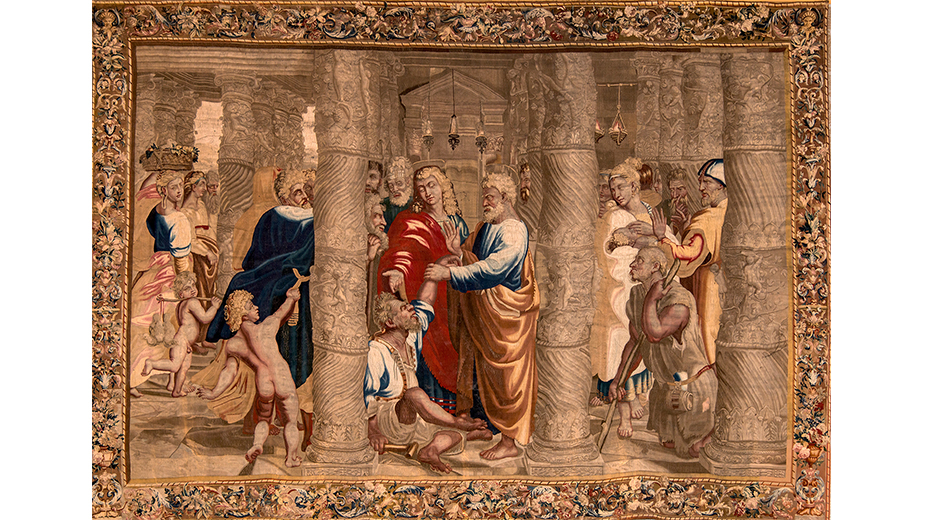 Cour des comptes - Palais Cambon  Grand' chambre - Tapisserie "Saint-Pierre et Saint-Jean guérissant les paralytiques" d'après Raphaël, tissée à Beauvais en 1690