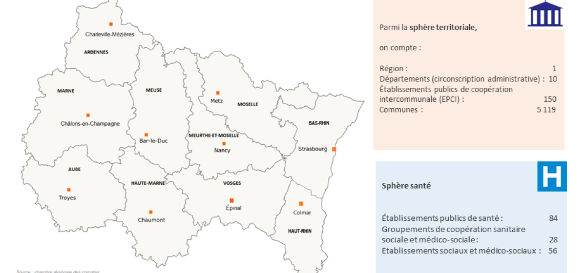 Carte du ressort de la CRC Grand Est au 1er janvier 2023 (R)