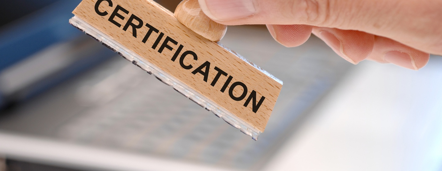 Vue d'un tampon de certification