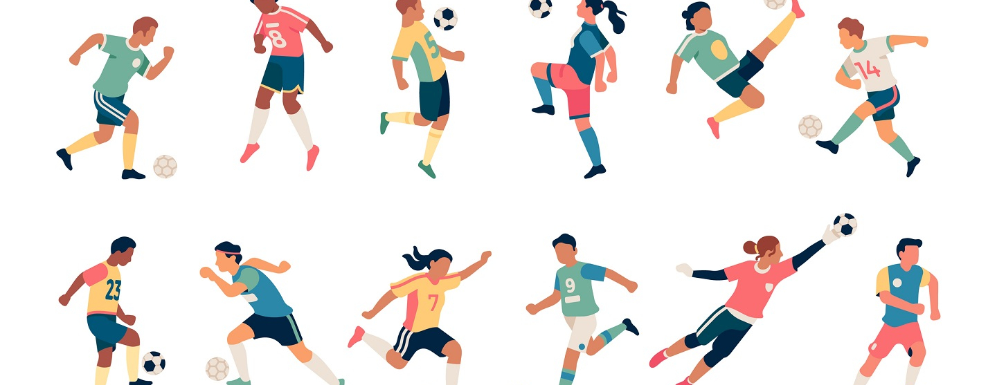 Dessin de joueurs et joueuses de football