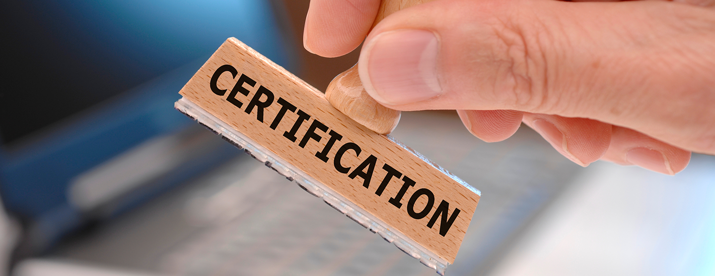 Vue d'un tampon de certification