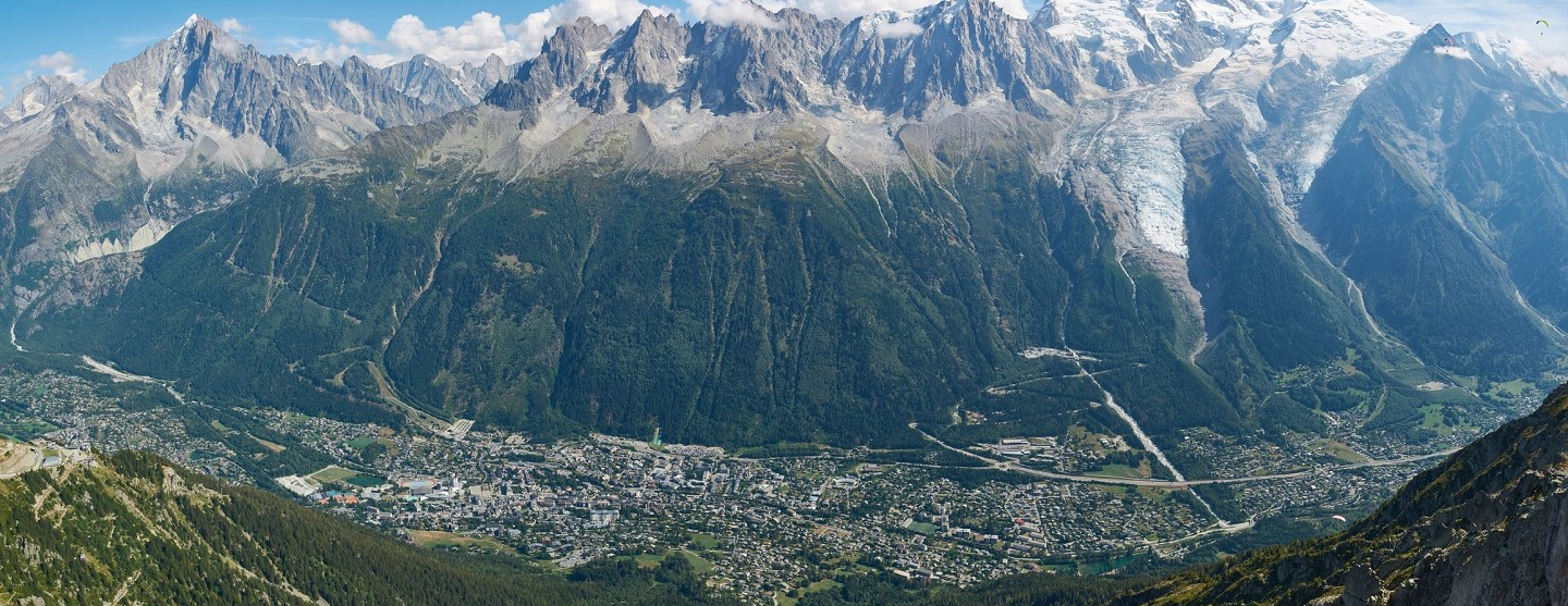 Panorama sur le mont-Blanc et Chamonix