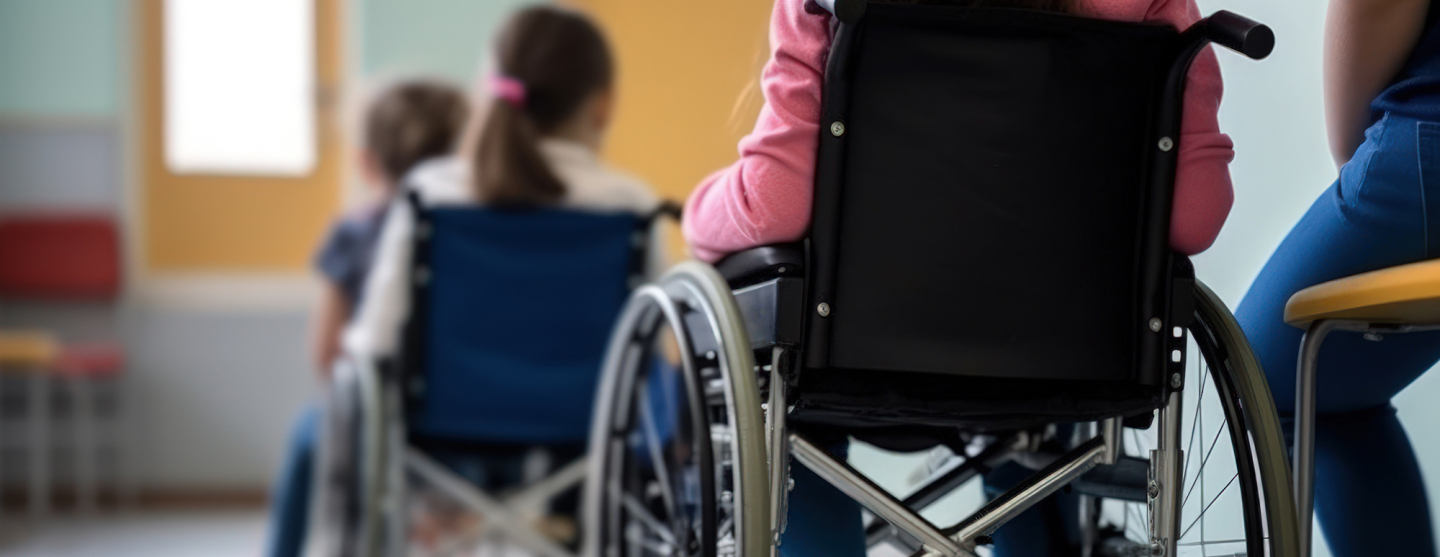 Enfants en fauteuils roulants dans une salle de classe