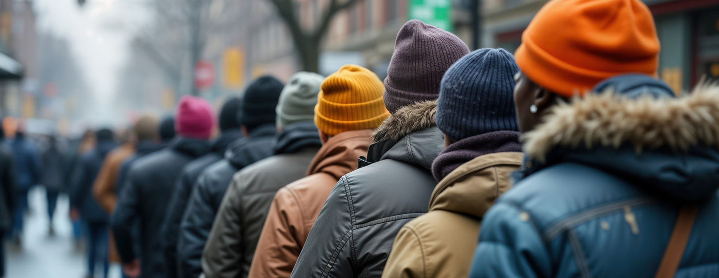 Personnes dans une file d'attente