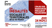 Affiche de la 2e Rencontre CRC IDF - EUP/ Les inégalités sociales et territoriales en Île-de-France et l'enjeu des ressources fiscales et financières