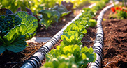 Système d'irrigation par goutte-à-goutte dans un jardin de légumes