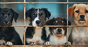 Chiots derrière un grillage